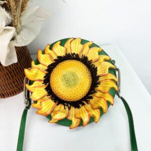 cowhide sunflower cross body bag